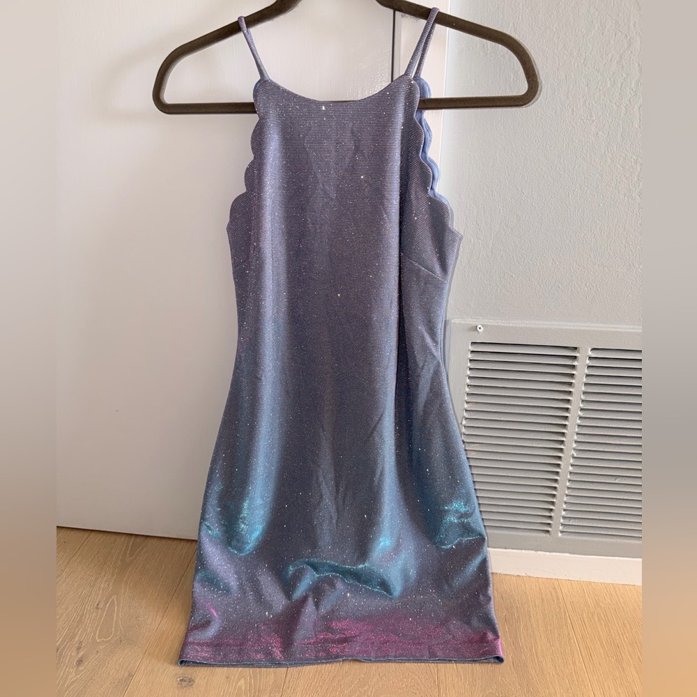 Shimmering iridescent mini dress